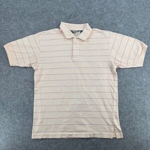 Christopher Hayes Mens Peach Striped Cotton Short Sleeve Polo Shirt Size M